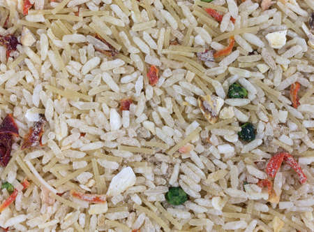 Close view of the dry ingredients for beef flavored rice.の写真素材