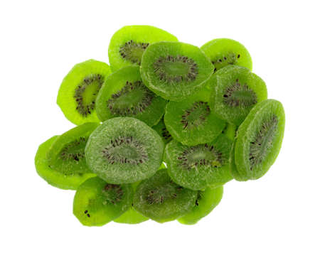 Top view of a large group of glazed kiwi fruit isolated on a white background.の写真素材