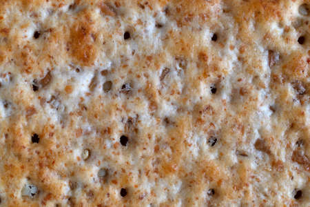 Close view of a flatbread salted multigrain cracker.の写真素材