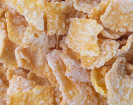 Very close view of generic frosted corn flakes.の写真素材
