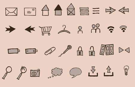 A set of different hand drawn web iconsのイラスト素材