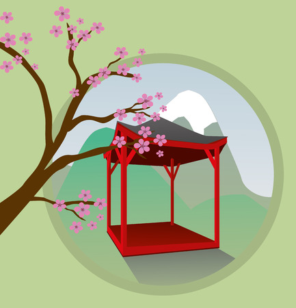Japanese garden houseのイラスト素材