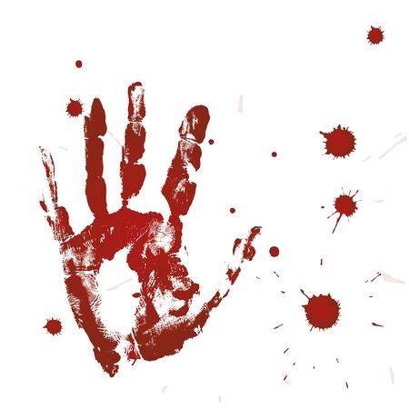 A blood print of a hand or red stains Caused by falling bloodのイラスト素材