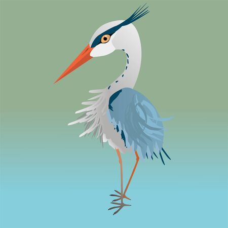 A vector illustration of a cute blue heronのイラスト素材