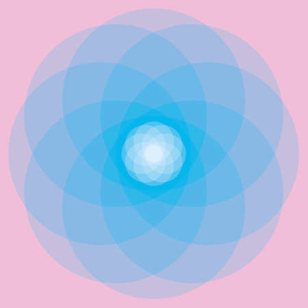 Abstract light blue flower made out of transparent circles. Pink backgroundのイラスト素材