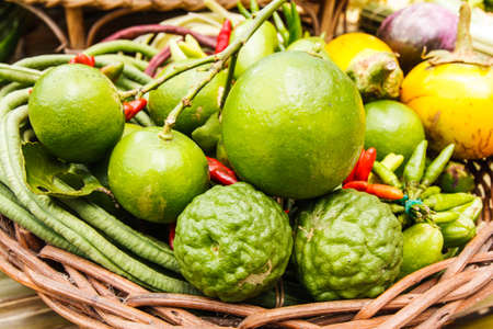 fresh fruits and vegetables mix in basket