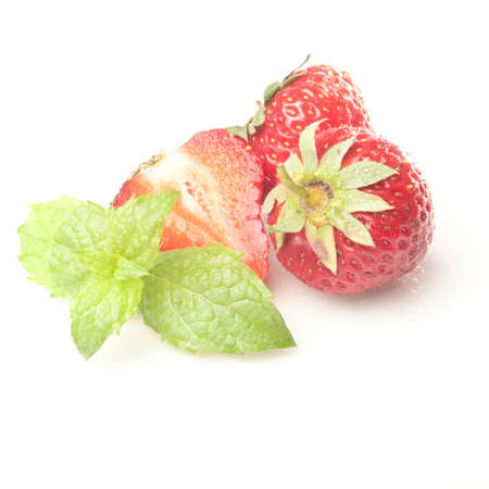 Fresh strawberrys with mintの写真素材