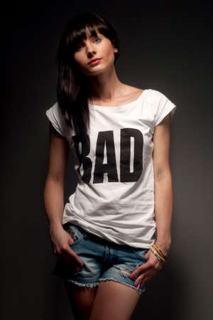 fashion shoot of beautiful womanの写真素材