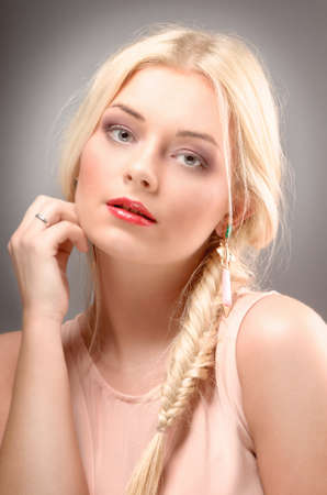portrait of a pretty blondeの写真素材