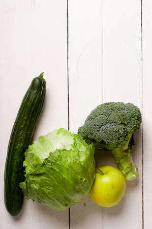 green vegetables on white boardsの写真素材