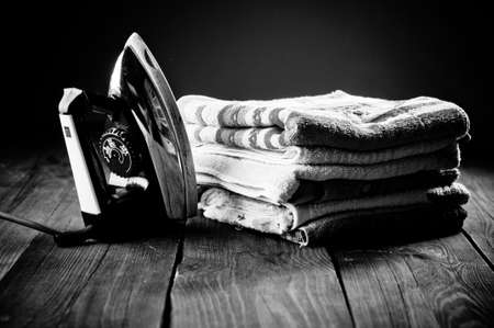 Old electric iron, touch-up in retro style. Black and White Photographyの写真素材