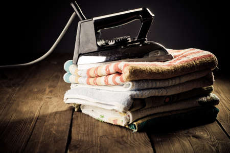 Old electric iron, touch-up in retro styleの写真素材