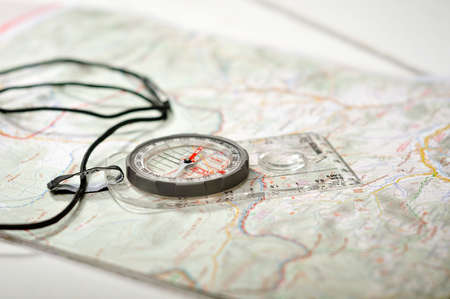 The concept of navigation in the area. Map and compassの写真素材