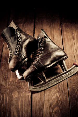 Old skates. Retouching in vintage style.の写真素材