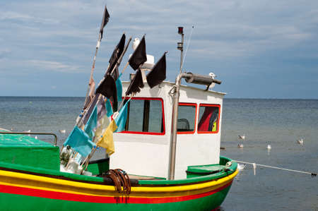 fishing boat on the beach, baltic seaの写真素材