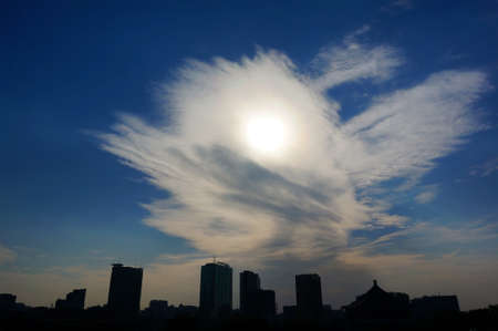 View of blue sky and white cloudの写真素材