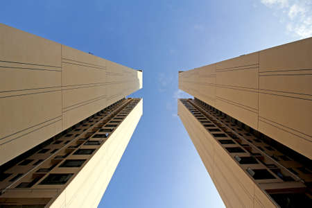 Low angle view of two high rise buildingsのeditorial素材