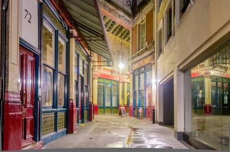 Leadenhall Market at night, London, UKのeditorial素材