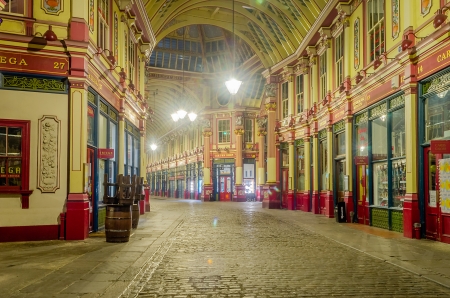 Leadenhall Market at night, London, UKのeditorial素材