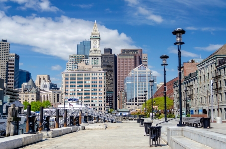 Boston Harbor and Skyline, USAの写真素材