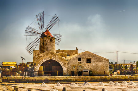The Salt Flats of Trapani, Sicily, Italyの写真素材