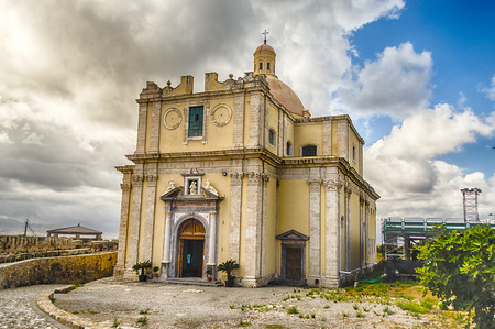 Cathedral inside the old Castle of Milazzo, Sicily, Italyのeditorial素材
