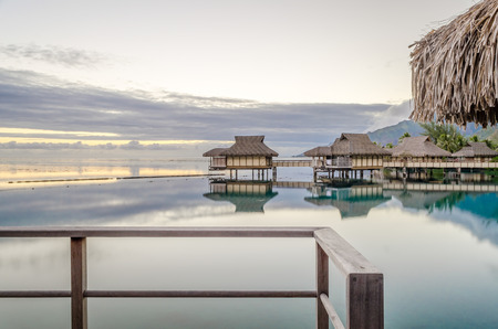 Overwater Bungalows in Moorea, French Polynesiaのeditorial素材