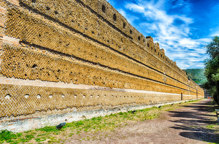 Historical Walls inside the roman ruins of Villa Adriana (Hadrian's Villa), Tivoli, Italyの写真素材
