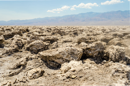 The empty salt pan of Devil's Golf Course in Death Valley, California, USAの写真素材