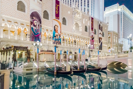 LAS VEGAS - AUGUST 18: Gondola Rides at The Venetian Luxury Hotel and Casino in Las Vegas on August 18, 2012. The Venetian resort complex is the world's largest hotel, with 4,049 roomsのeditorial素材