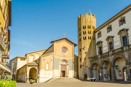 Medieval Church and Tower of St. Andrea, Orvieto, Italyの写真素材