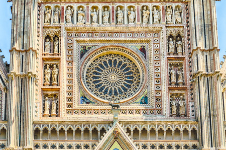 Rose Window, detail of the Orvieto Cathedral, Italyの写真素材