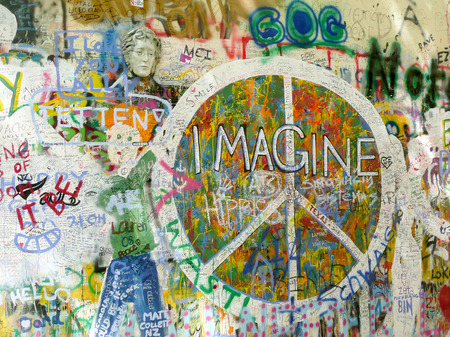 Lennon Wall in Prague, Czech Republicのeditorial素材