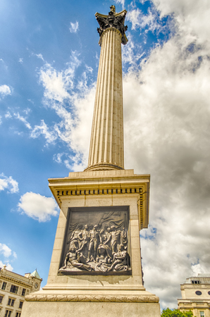 Nelson Statue at Trafalgar Square, London, UKの写真素材