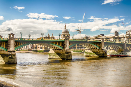 View of St Paul Cathedral over Southwark Bridge, London, Ukの写真素材