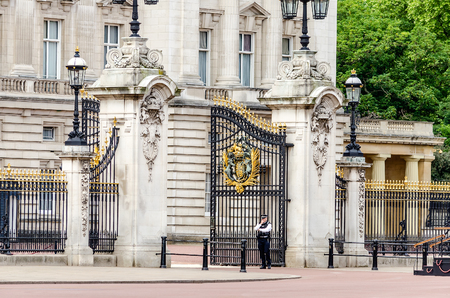 Gate with gilded ornaments in Buckingham Palace, London, UKのeditorial素材
