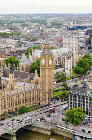 Aerial View of the Big Ben, Houses of Parliament, London, UKの写真素材