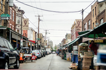 PHILADELPHIA - CIRCA MAY 2013: Philadelphia's 9th street Italian Market, circa May 2013. It's the oldest America's outdoor marketのeditorial素材