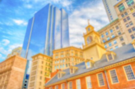 Defocused background of the Old State House in Boston. Intentionally blurred post production for bokeh effectの写真素材