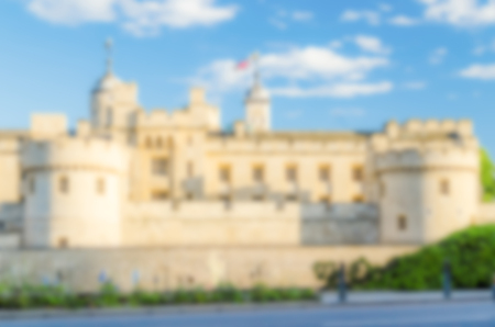 Defocused Background of The Tower of London, UK. Intentionally blurred post production for bokeh effectの写真素材
