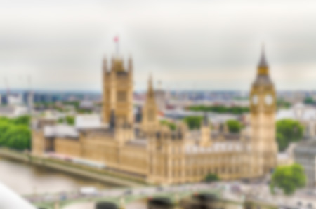 Defocused Background of Westminster and Big Ben in London, UK. Intentionally blurred post production...
