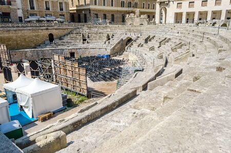 The iconic Roman amphitheatre in Sant'Oronzo square, one of the most visited spots in Lecce,...