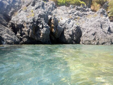 Dino Island on the Coast of the Cedars, Tyrrhenian Sea, Praia a Mare, South of Italyの写真素材