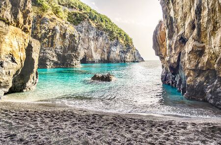 Arcomagno Beach on the Coast of the Cedars, Tyrrhenian Sea, South of Italyの写真素材