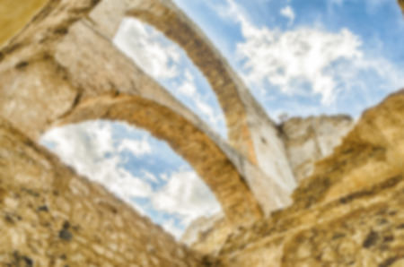 Defocused background with ruins of an old castle. Intentionally blurred post production for bokeh...