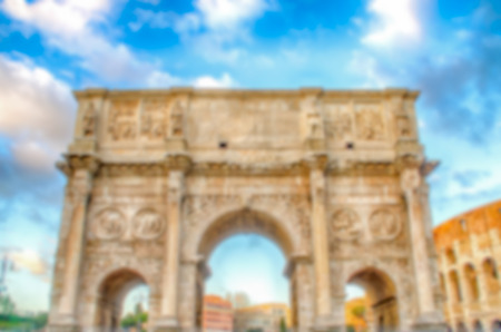 Defocused background with Arch of Constantine, Rome, Italy. Intentionally blurred post production for bokeh effectの写真素材