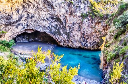 Arcomagno Beach on the Coast of the Cedars, Tyrrhenian Sea, South of Italyの写真素材