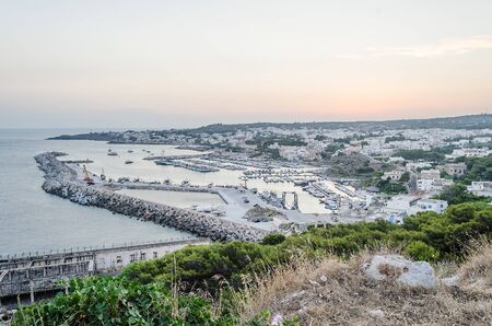 Scenic aerial view of Santa Maria di Leuca waterfront, Salento, Apulia, Italyの写真素材