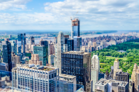 Aerial view of Manhattan skyline, New York City, USA. Tilt-shift effect appliedのeditorial素材