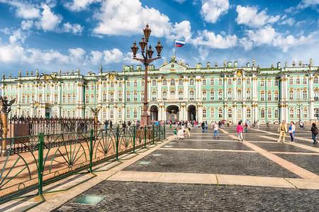 ST. PETERSBURG, RUSSIA - AUGUST 27: Facade of the Winter Palace, house of the Hermitage Museum in St. Petersburg, Russia on August 27, 2016のeditorial素材